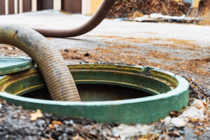 A septic tank being pumped.